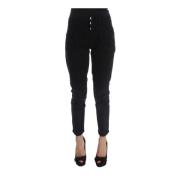 Zwarte Katoenen Slim Fit Cropped Jeans Costume National , Black , Dame...