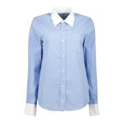 Blauw en wit popeline overhemd Ami Paris , Blue , Dames