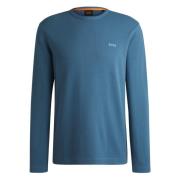 Wafelstructuur Logo Longsleeve Shirt Hugo Boss , Blue , Heren