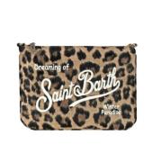 Animalier wollen clutch met geborduurd logo MC2 Saint Barth , Multicol...