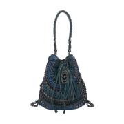 Groene bucket bag met multicolor details La Carrie , Multicolor , Dame...