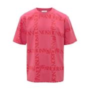 Roze Logo Grid Korte Mouw T-Shirt JW Anderson , Pink , Dames