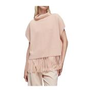 Beige Organische Wol Hoge Hals Poncho Patrizia Pepe , Beige , Dames