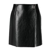 Zwarte Leren Rok Casual Stijl Salvatore Ferragamo , Black , Dames