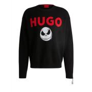 Jack Skellington Oversized Sweater Zwart Hugo Boss , Black , Heren