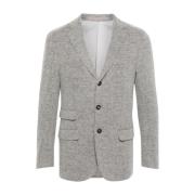 Elegante Grijze Alpaca Leren Blazer Eleventy , Gray , Heren