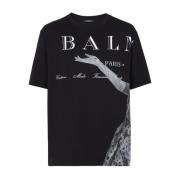 Gedrukt Casual T-shirt in Zwart Balmain , Black , Heren