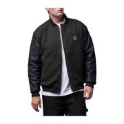 Corporate Bomber Zwart Wol Leer Dolly Noire , Black , Heren