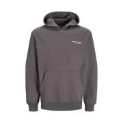 Gedrukte Sweat Hoodie in Straat Bruin Jack & Jones , Brown , Heren