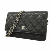 Pre-owned Leather wallets Chanel Vintage , Black , Dames