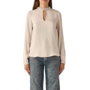 Crepe Blouse met Handgeborduurde Details Twinset , Beige , Dames