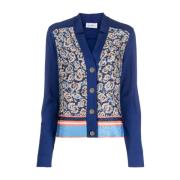 Blauwe Katoen Zijden Vest Salvatore Ferragamo , Blue , Dames