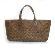 Pre-owned Leather shoppers Bottega Veneta Vintage , Brown , Dames