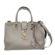 Pre-owned Leather handbags Saint Laurent Vintage , Gray , Dames