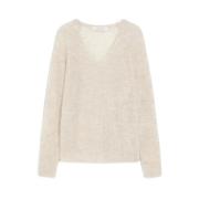 Zachte Mohairmix V-hals Trui Max Mara , Beige , Dames