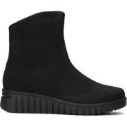 Zwarte Nubuck Enkellaarzen Hartjes , Black , Dames