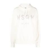 Casual Beige Katoen Hoodie Msgm , Beige , Dames