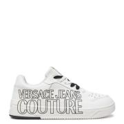 Witte Sneakers Effen Kleur Vetersluiting Versace , White , Heren