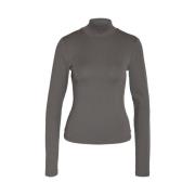 Geribbelde funnel neck top in antraciet grijs Noisy May , Gray , Dames