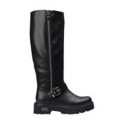 Zwarte leren motorlaarzen Cult , Black , Dames