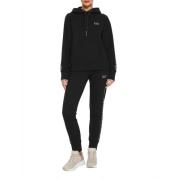 Zwarte Sportieve Hoodie Jumpsuit Emporio Armani EA7 , Black , Dames