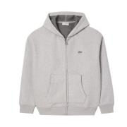 Grijze Zip Hoodie met Krokodillenlogo Lacoste , Gray , Heren