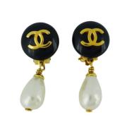 Pre-owned Fabric earrings Chanel Vintage , Yellow , Dames