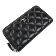 Pre-owned Canvas wallets Chanel Vintage , Black , Dames