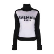 Zwarte Wollen Turtleneck Sweater Balmain , Black , Dames