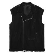 Zwart Leren Biker Vest Rick Owens , Black , Dames