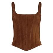 Lam Corset Top met rits aan de achterkant Giuseppe Di Morabito , Brown...