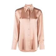 Elegante Roze Zijden Blouse Vince , Pink , Dames