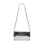 Zilveren Clutch Tas met Metalen Details Patrizia Pepe , Gray , Dames