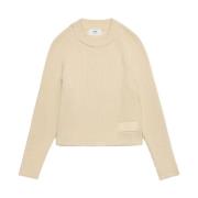 Casual Beige Trui Katoen Wol Ami Paris , Beige , Dames