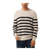 Beige Gestreepte Crew Neck Trui Tommy Hilfiger , Beige , Heren