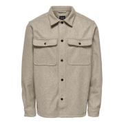 Casual overhemd met lange mouwen Only & Sons , Beige , Heren