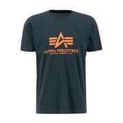 Heren Basic T-shirt met korte mouwen Alpha Industries , Green , Heren