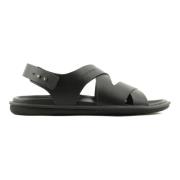 Zwarte Elegante Open Platte Sandalen Giorgio Armani , Black , Heren