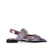 Lavendel Slingback Ballet Flat met Gespen Ganni , Purple , Dames