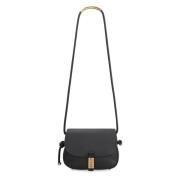 Leren Crossbody Tas met Klep Sluiting Pinko , Black , Dames