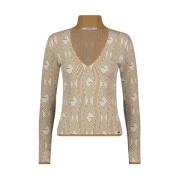 Elegante Jacquard Trui voor Vrouwen Gaudi , Beige , Dames