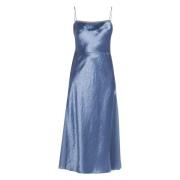 Blauwe Sheer Panelled Slip Midi Jurk Vince , Blue , Dames