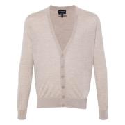 Elegante Beige Wol Cardigan Giorgio Armani , Beige , Heren