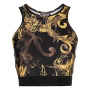 Zwart Crop Top Watercolour Couture Stijl Versace Jeans Couture , Black...