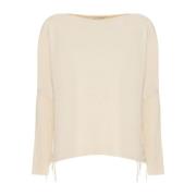 Gefranjede Gebreide Top Manila Grace , Beige , Dames