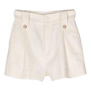 Elegante Beige Katoen Linnen Shorts Twinset , Beige , Dames