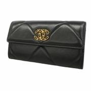 Pre-owned Leather wallets Chanel Vintage , Black , Dames