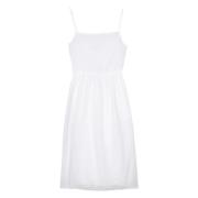 Witte Linnen Midi Slip Jurk Tommy Hilfiger , White , Dames