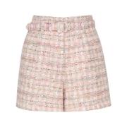 Roze Bouclé Shorts met Bijpassende Riem Self Portrait , Pink , Dames