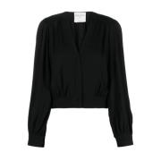 Elegante Zwarte Crepe Blouse Forte Forte , Black , Dames